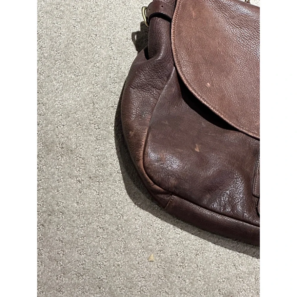 GAP Mens Brown Pebbled Leather Messenger Bag Satchel Laptop Crossbody Vintage